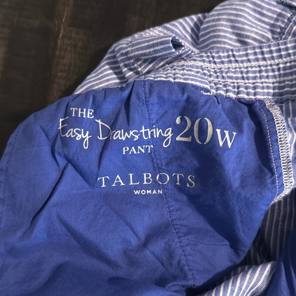 Talbots Blue Stripe Easy Drawstring Linen Blend Wide Leg Pants Size 20W - Picture 4 of 9
